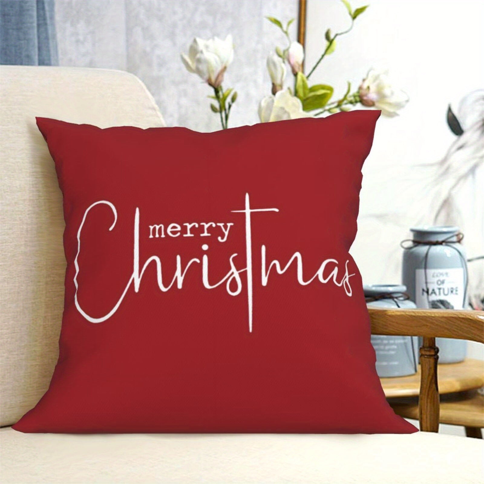 Christmas Themed Pillow Covers Set of 2 45x45cm Decorative Cushion Covers for Living Room and Bedroom