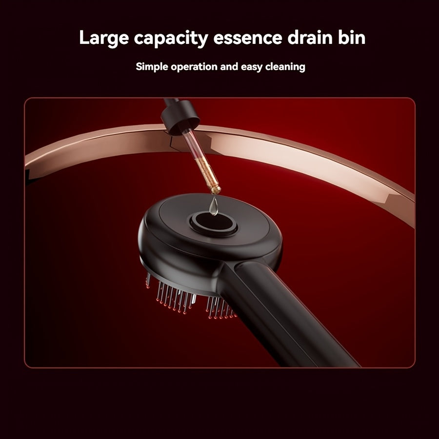 USB Rechargeable Scalp Massager Comb with 3 Modes Essential Oil Applicator Ergonomic Handle Black Rose Gold