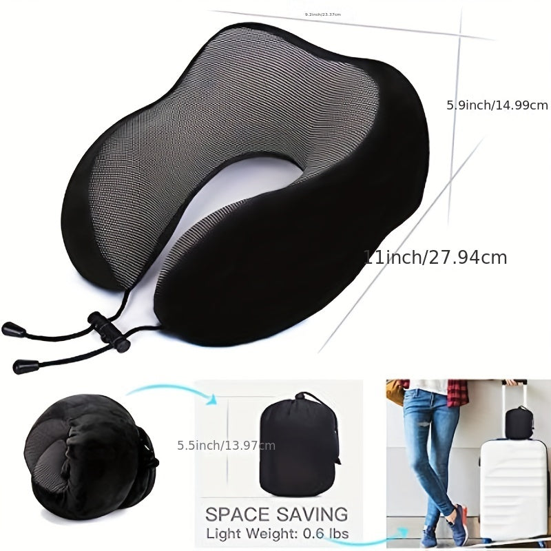 U-Shaped Memory Foam Neck Pillow for Travel Support Airplane Cervical Comfort