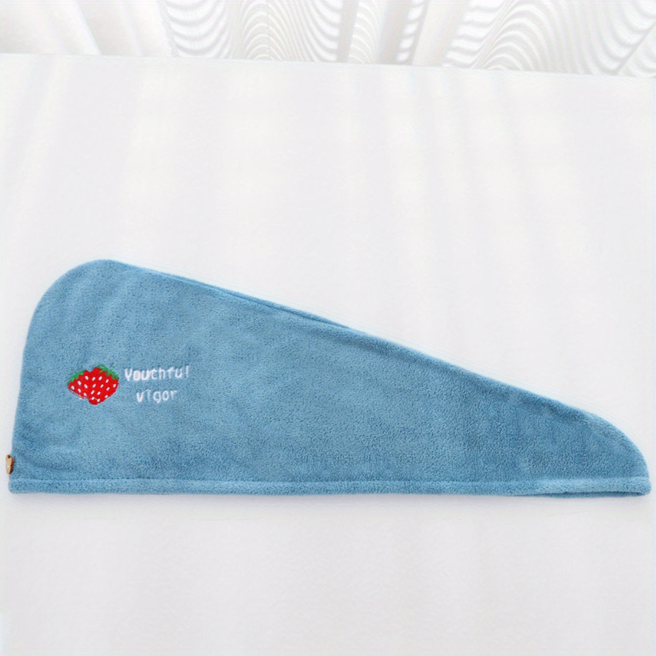 Embroidered Hair Towel with Button Soft Absorbent Quick Dry for Women