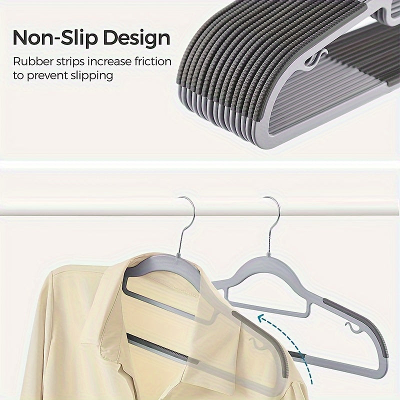Set of 10 Plastic Hangers with Grip Grooves and Corner Protection for Closet Organization