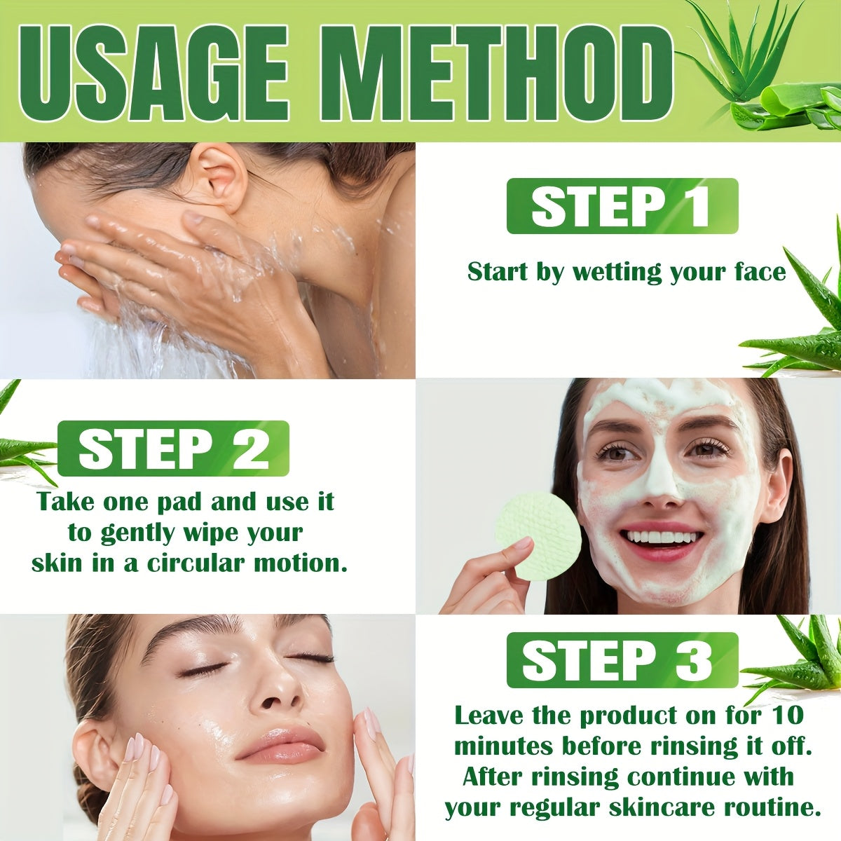 AURANY 100 Pad: Aloe Vera Glycolic/Salycilik Kislota, Uniseks Kattalar, Spirtli emas, Namlantiruvchi, Eksfoliatsiya qiluvchi, Pora kichraytiruvchi, Chuqur tozalovchi, Barcha teri turlari, Aloe Vera hidli, Qo'shimcha yo'q.