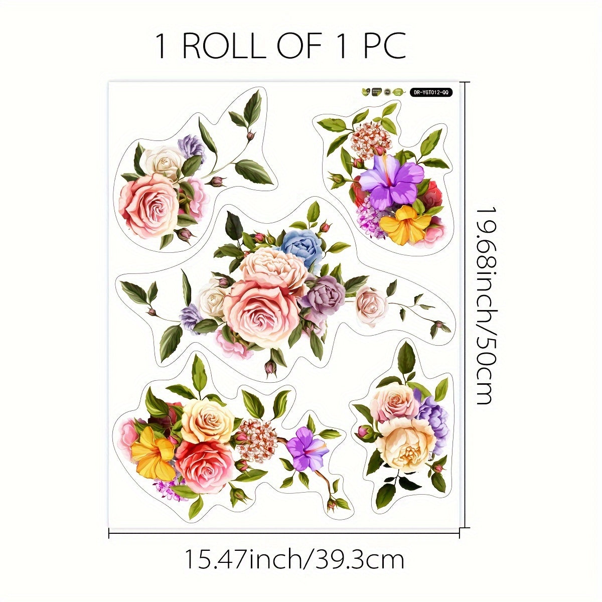 Vibrant Rose Pattern Bathroom Decal for Sinks Bathtubs and Toilets