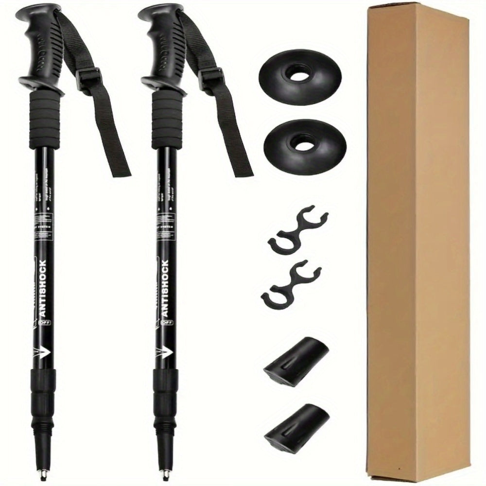 Set of 2 Aluminum Trekking Poles Adjustable Lightweight Hiking Sticks with Lock