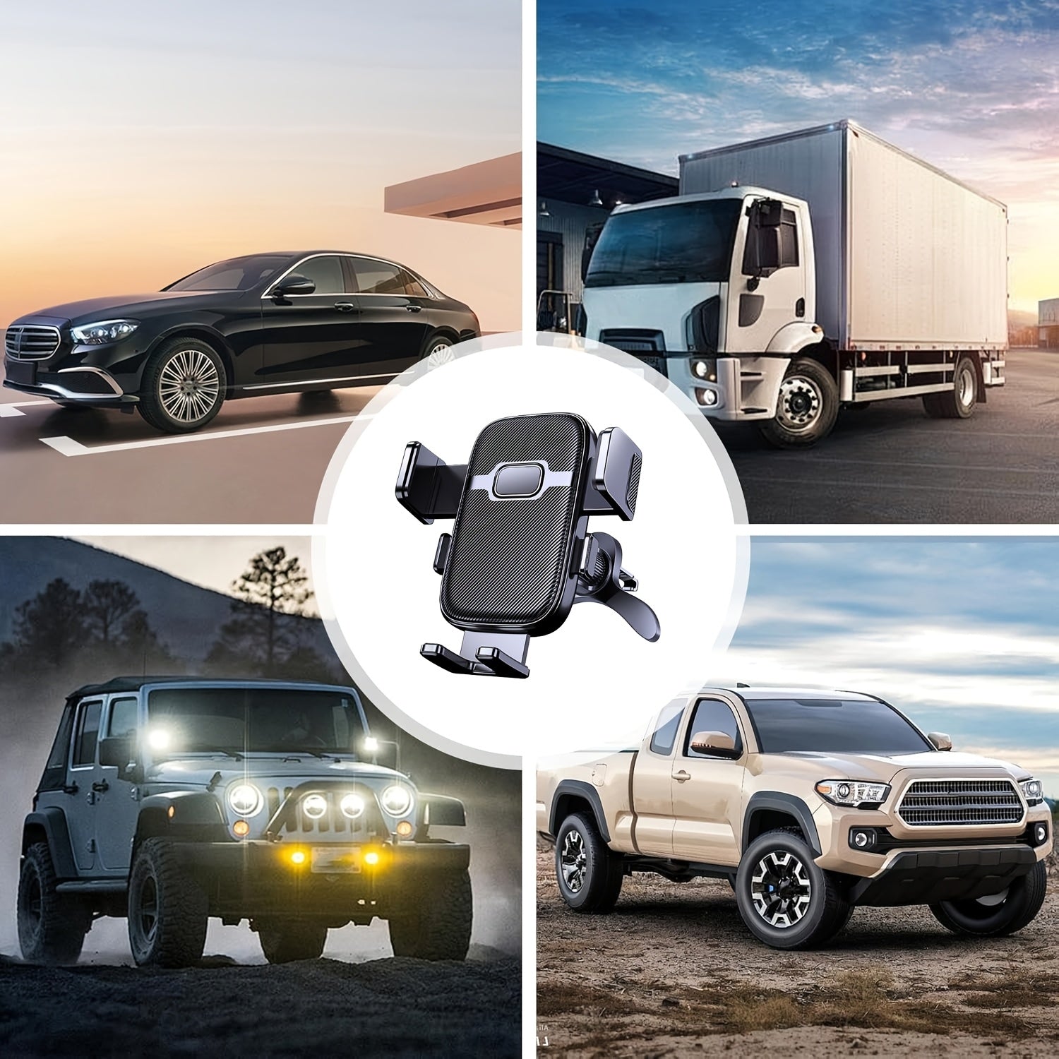 Moslashuvchan Avtomobil Telefon Qabuli O'rnatgichi Qora ABS Silikon 360° Buriladigan