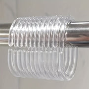 12 Durable Transparent Plastic Shower Curtain Hooks C-Shaped Space-Saving