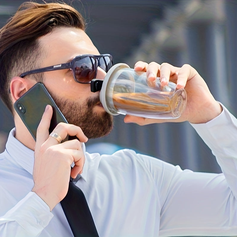 Izolyatsiyalangan espresso stakani, ikki qatlamli shaffof shisha, silikon qopqoq, qulay ushlash va ichish uchun tuxum shaklidagi dizayn. Qahva, sharbat va sut uchun ideal.