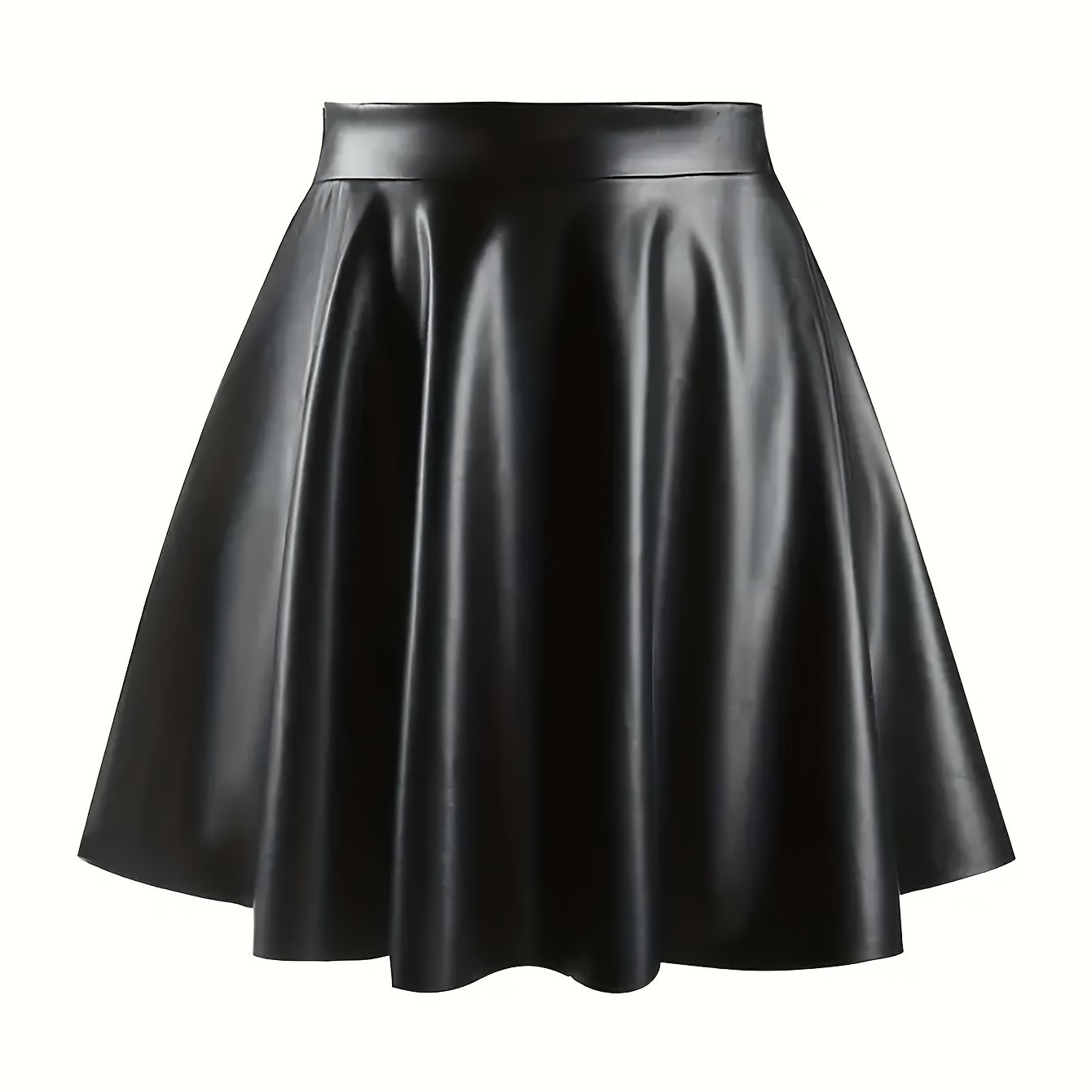 Women's Faux Leather High Waist Pleated Midi Skirt Plus Size