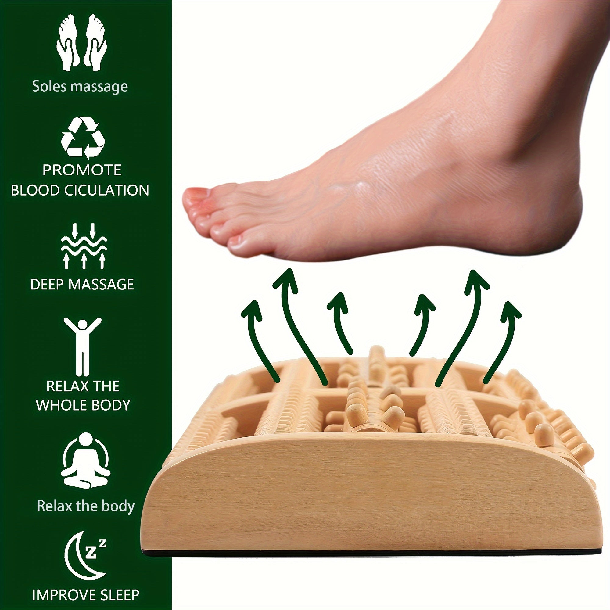 Wooden Foot Massager Roller for Pain Relief and Fatigue Reduction