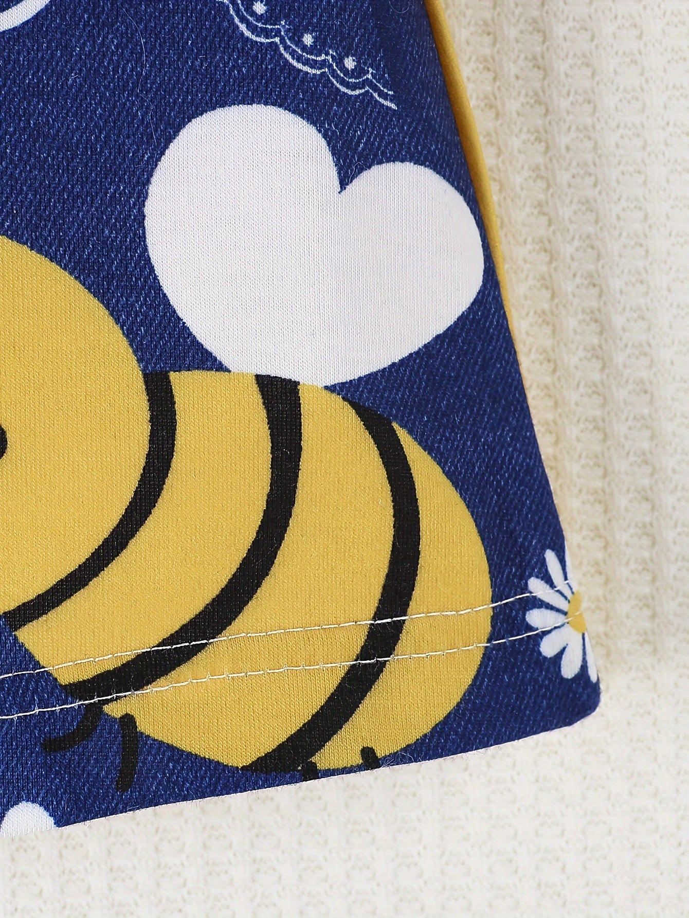 Baby Girl Spring Dress with Lotus Leaf Sleeves Floral Pattern and Bee Design for Toddler Girls