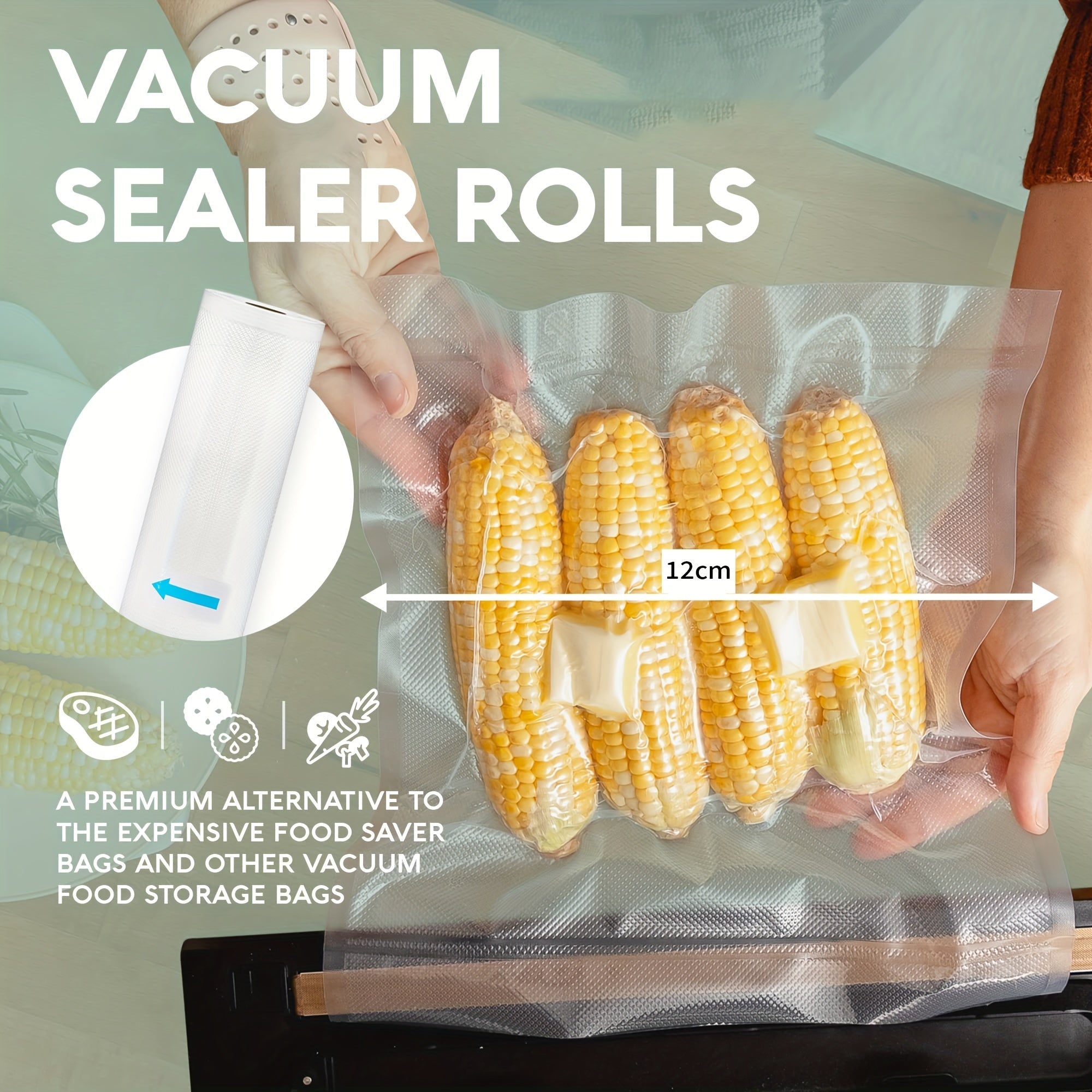 Food Vacuum Sealed Bag Roll 4 Pack Bisphenol A-Free Seven Layer Diamond Pattern