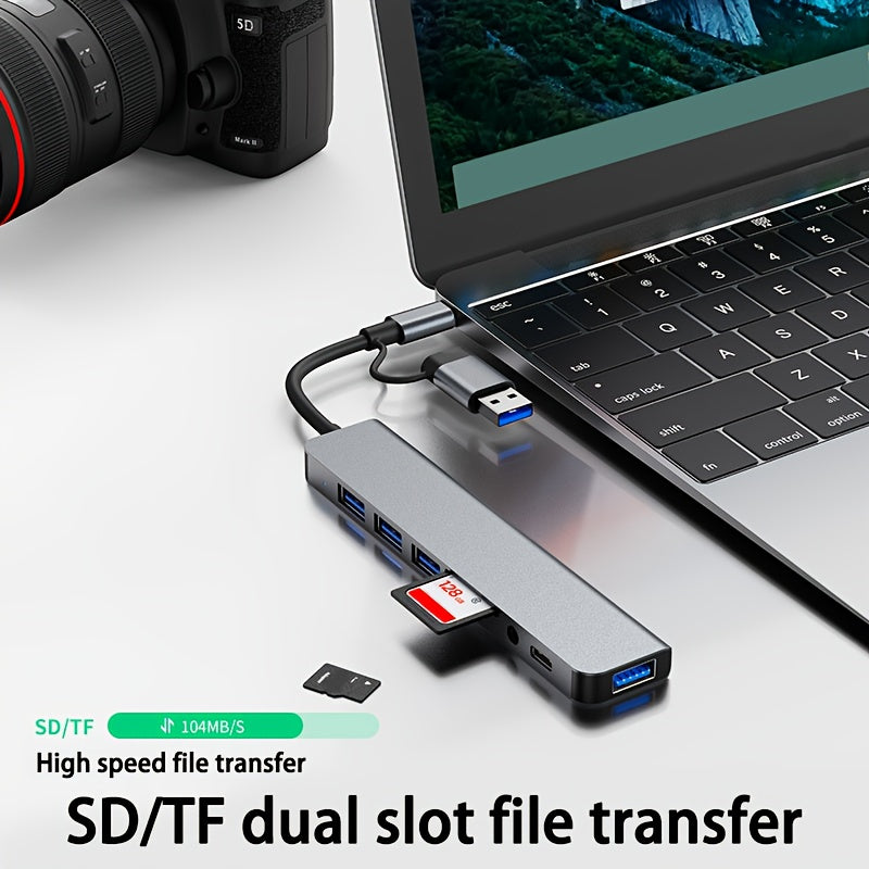 High Speed USB C Hub with 4 USB Ports SD TF Card Reader and 3.5mm Audio Output