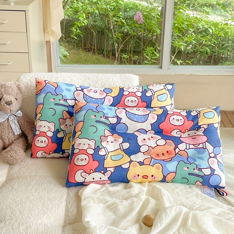 Almohada de poliéster lavable para niños con estampado de animales de dibujos animados para comodidad en todas las estaciones