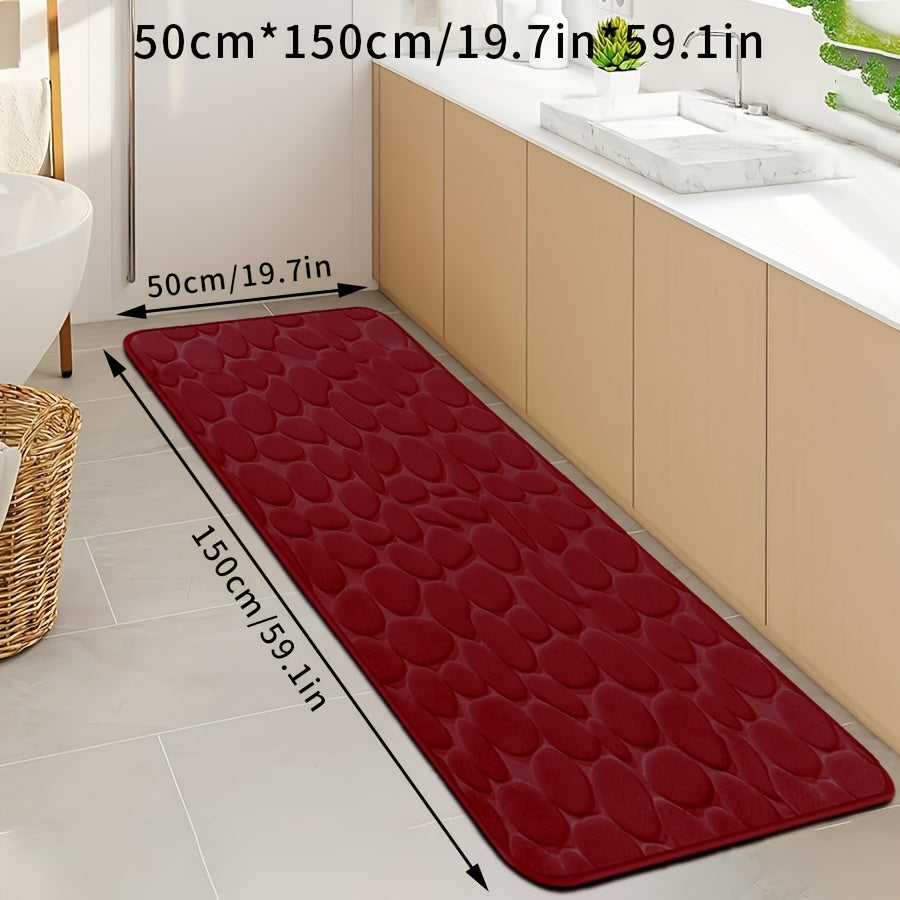 Quick-Dry Pebble Bath Mat Non-Slip Sponge Floor Mat for Bathroom Kitchen Laundry Bedroom
