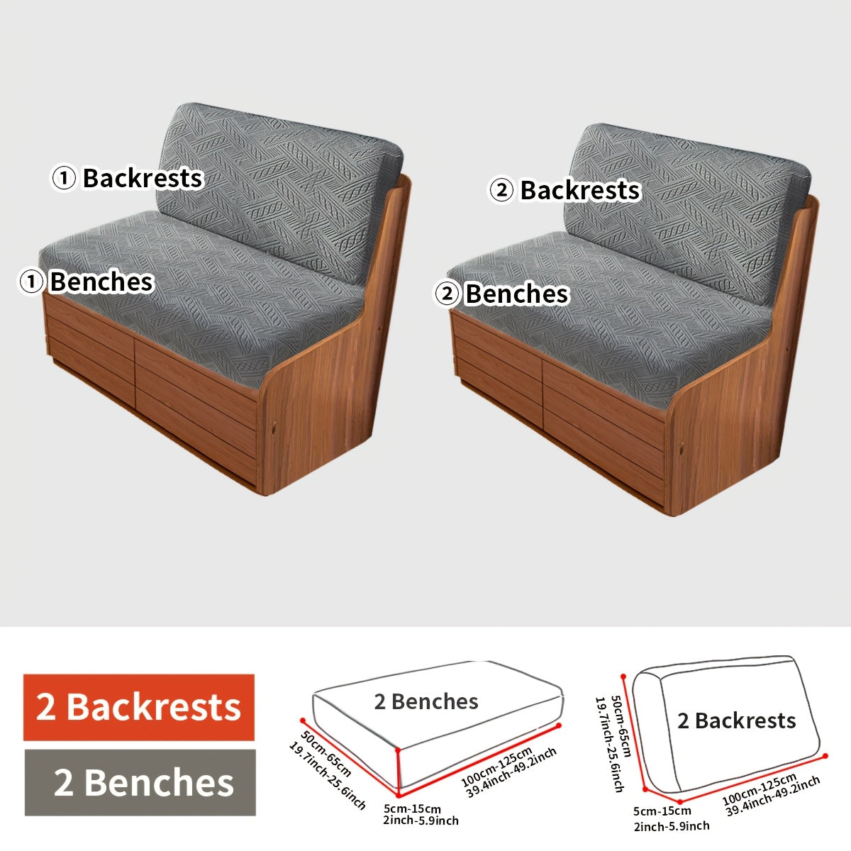 2-Piece Boho Style RV Sofa Cover Set Dust and Pet Scratch Protection Machine Washable