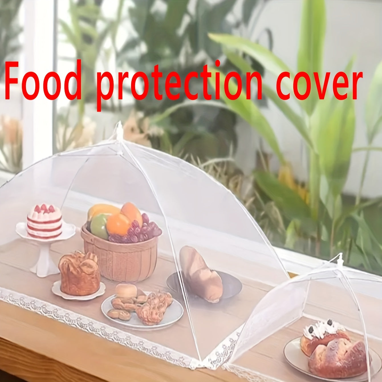 Foldable Insect-proof Food Cover Large White Dust-proof for Outdoor Picnics Camping