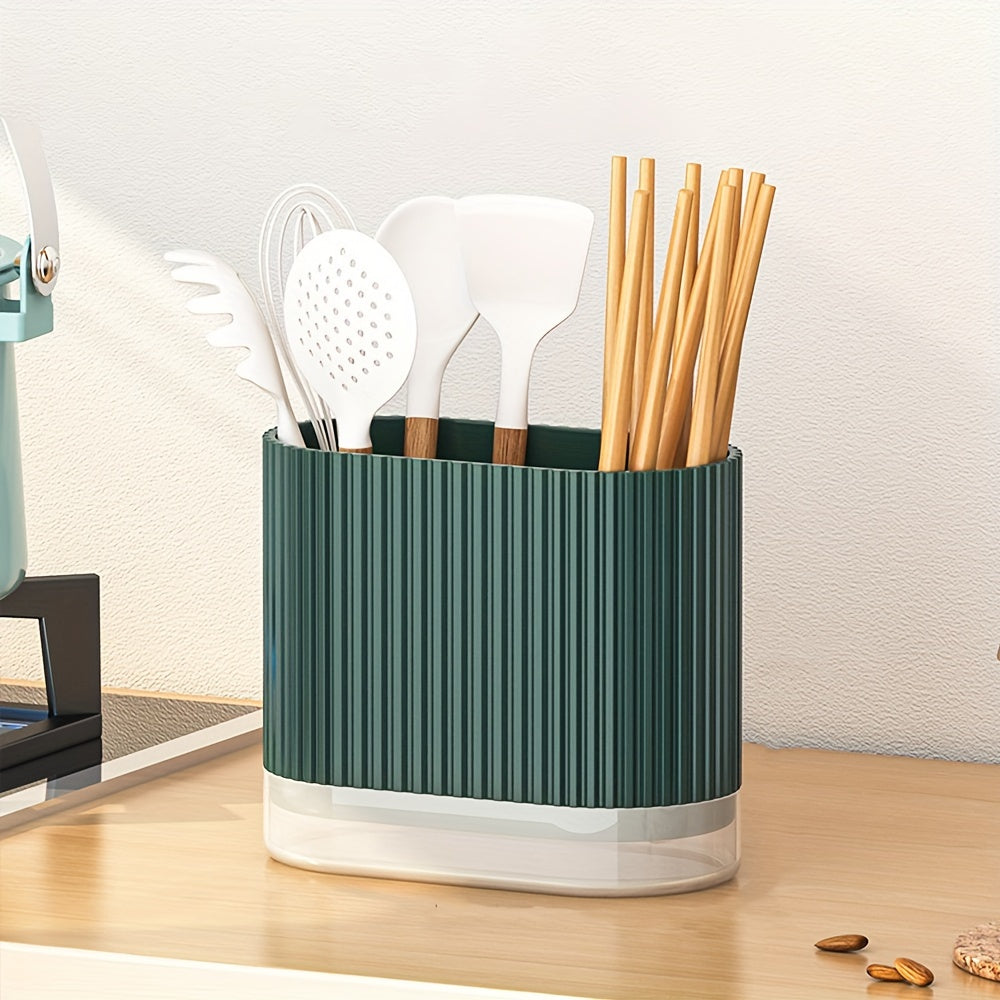 Oshxona Qaychi Tashkiliy: Chopsticks, Qoshiqlar va Vilkalar uchun Devorga O'rnatiladigan Egasi - Suv O'tkazish Tizimi va Mustahkam Plastik Saqlash Qutisi bilan Ta'minlangan