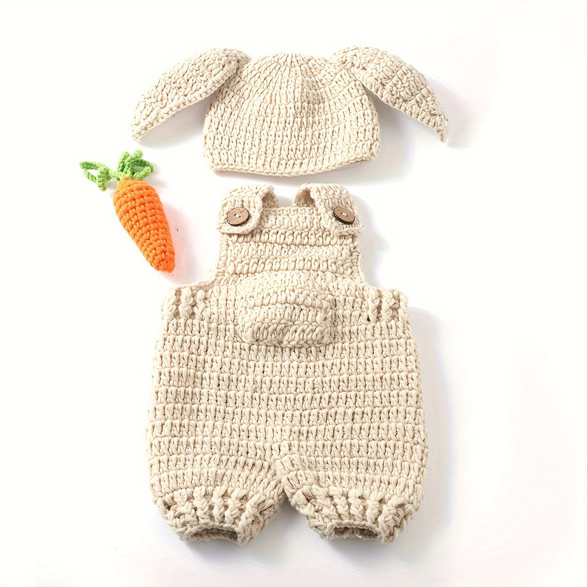 Baby Overalls for Photography Three-Piece Carrot Bunny Costume for Crawling and Dress Up