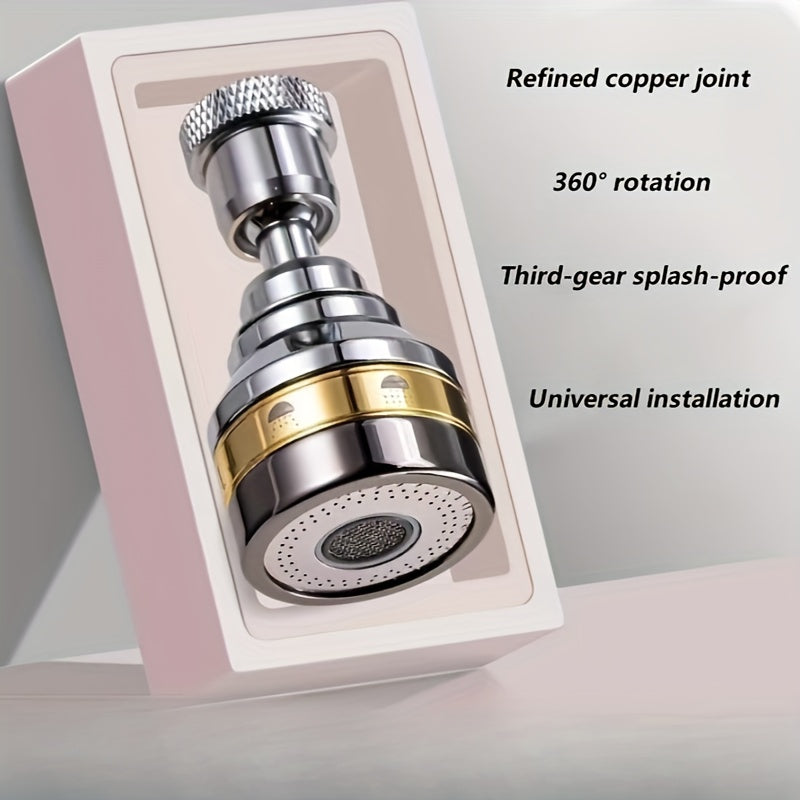 Copper Water Outlet Faucet with Rotating Thread Splash-Proof Extender and Filter Shower Head