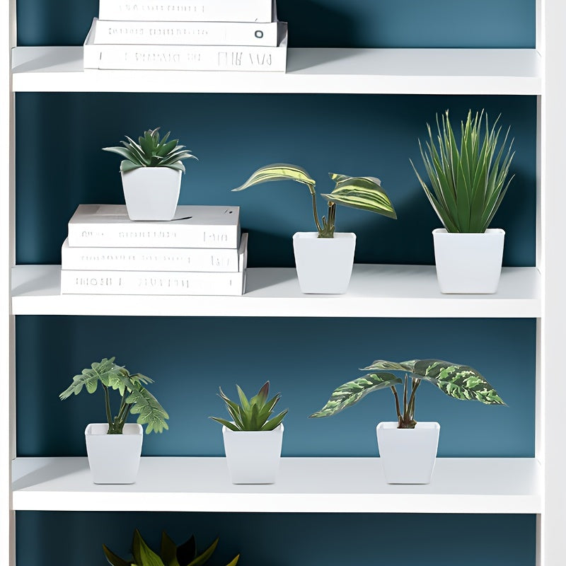 Set of 6 Nordic-Style Artificial Plants with Containers for Home Office Decor