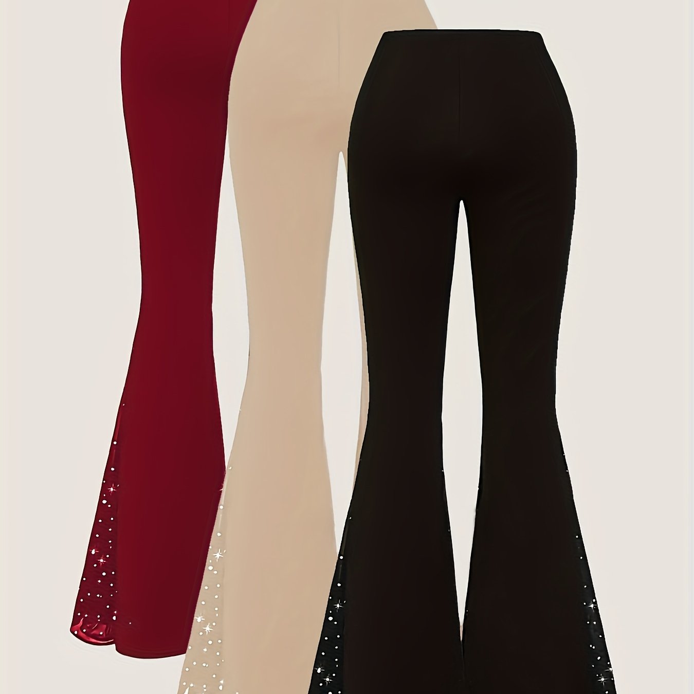 Women's Plus-Size Solid Flared Pants 3-Pack Spring Summer Fashion