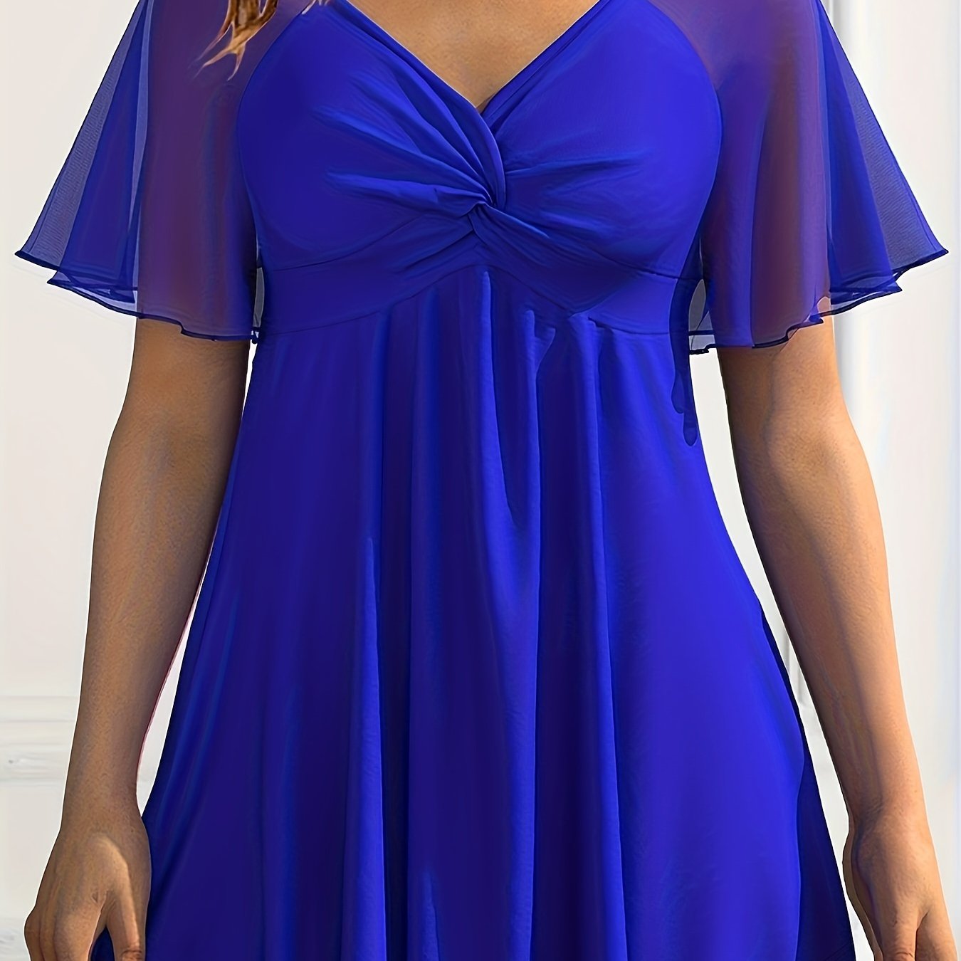 Women's Elegant V-Neck Chiffon Top Lightweight Knotted Blouse