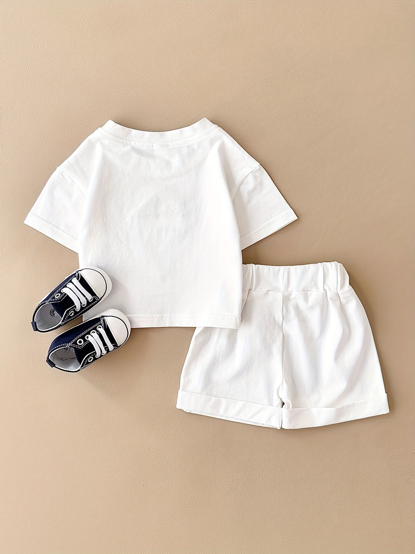 Girls Baby Summer Cotton Blend Ice Cream Patchwork Two-Piece Set Short Sleeve Shorts