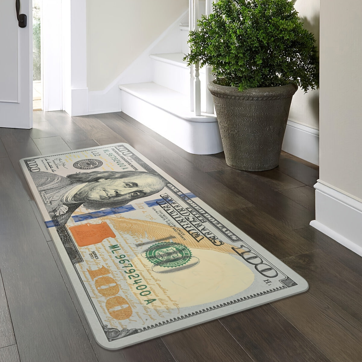 Non-Slip Wood Grain Doormat Absorbent Stain-Resistant Various Sizes