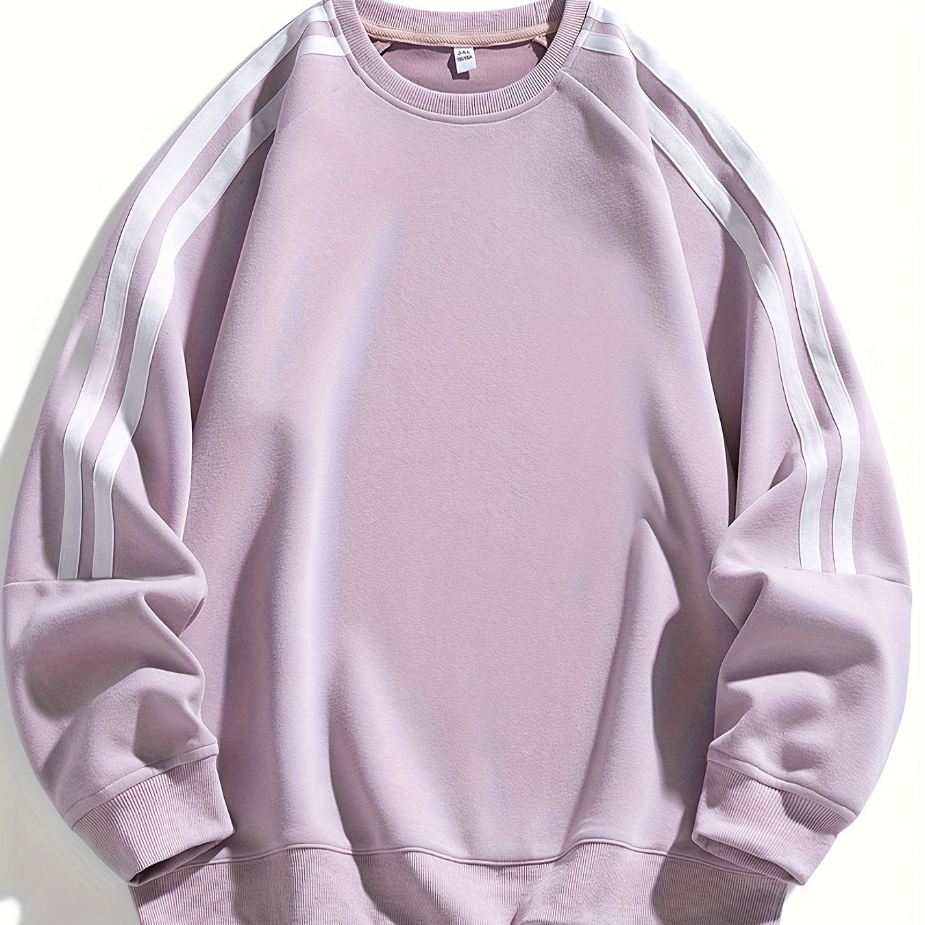 Sudadera con cuello redondo para hombre con rayas laterales, transpirable, ropa casual de calle