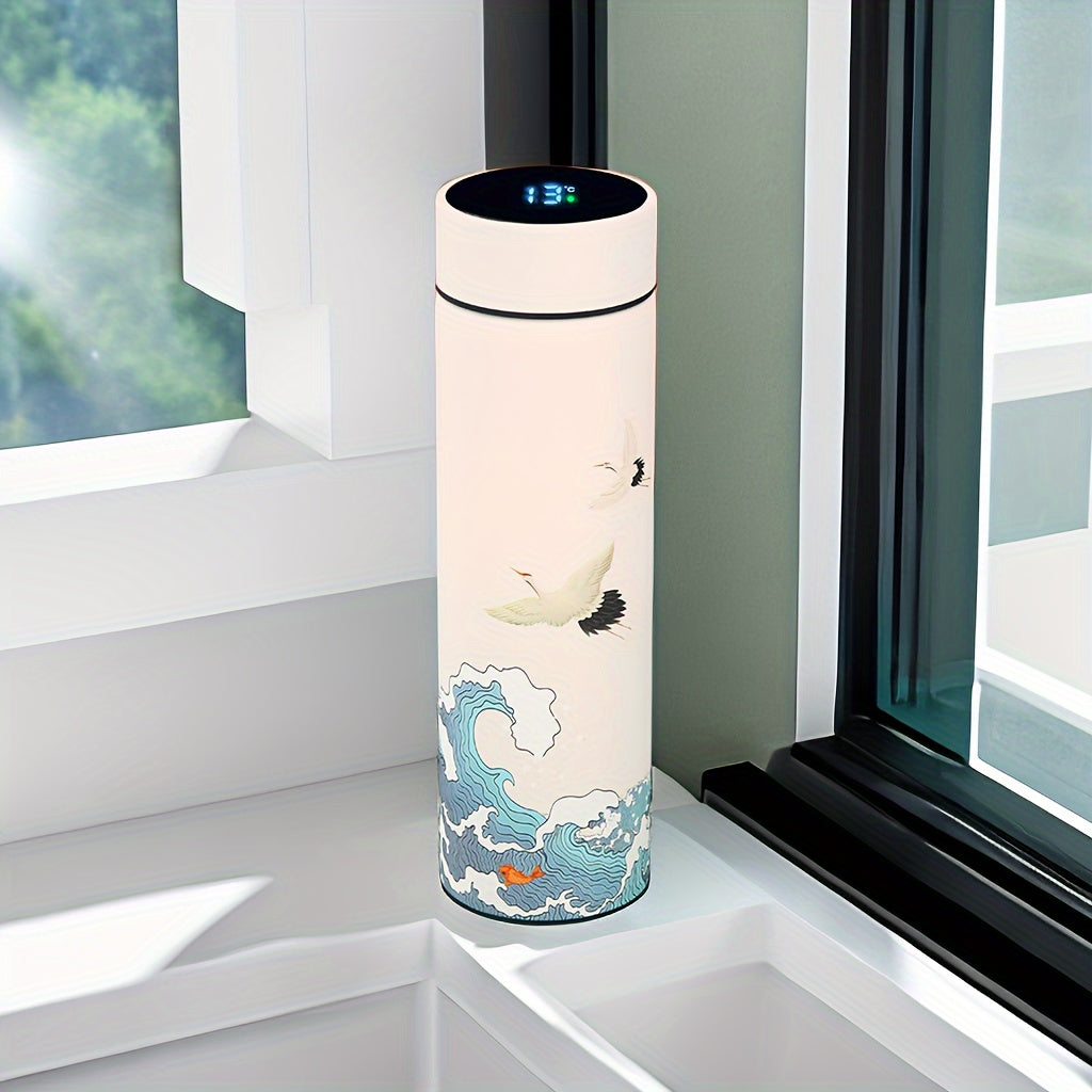 Izolyatsiyalangan zanglamaydigan po'latdan yasalgan tumbler 16.9oz Feng Shui dizayni bilan, tugma bilan ishlaydigan batareyali qo'l yuvish uchun