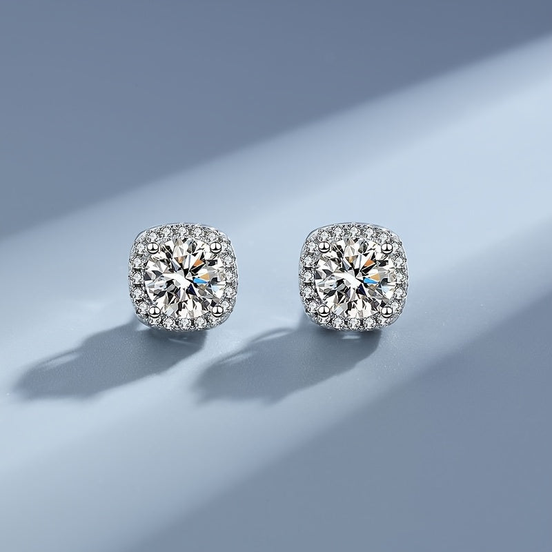 Moissanite Heart Stud Earrings 0.5-3ct Sterling Silver Wedding Birthday Jewelry for Women Men