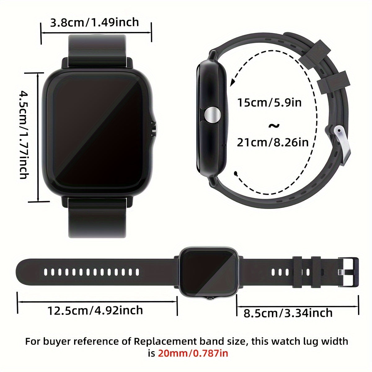 Smart Watch with 4.65cm Touch Screen Multi-Sport Modes Music Control Remote Camera Wireless Calling Pedometer for IOS