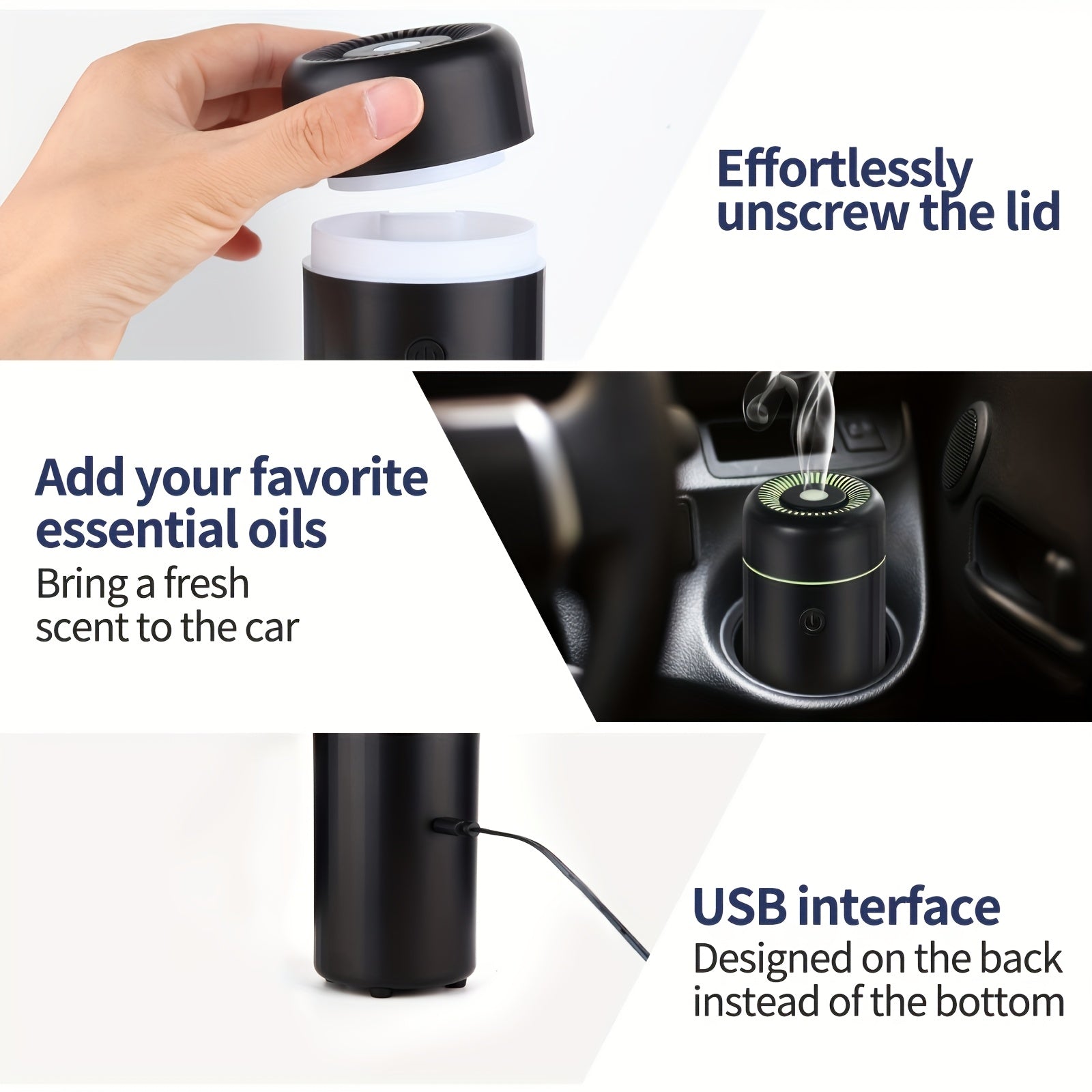 Мини-USB автомобильный ароматизатор с LED-ночником и ультразвуковым распылителем