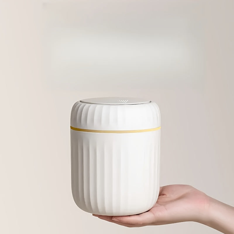 Cubo de basura de escritorio de tipo prensa con tapa, plástico duradero, uso en oficina y en el hogar