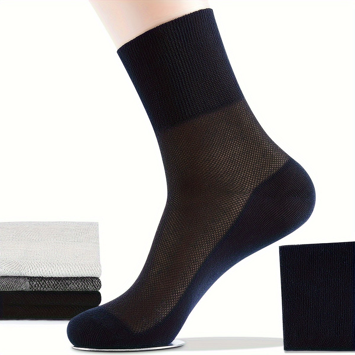 Men's Mesh Crew Socks 3 Pairs Breathable Cotton Blend Summer Casual