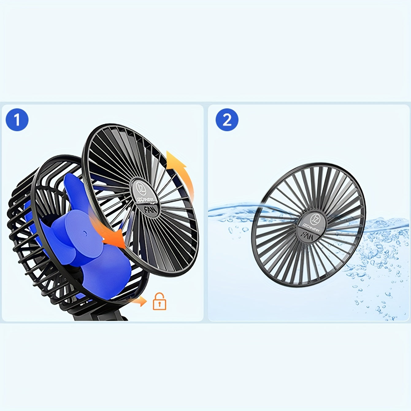 Mini USB Desk Fan Black Blue 3 Speed Portable Cooling for Home Office Travel
