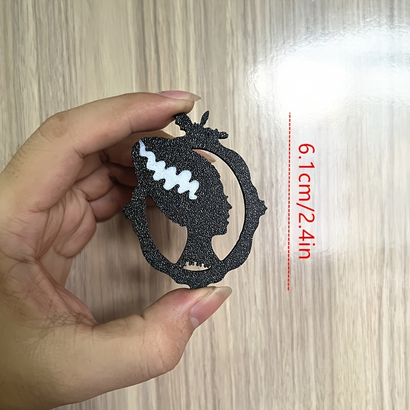 Vintage Punk Frankenstein kelinining silueti bilan brosh | Noyob notekis plastik pin | Gotik Qo'rqinchli Moda Bayonoti