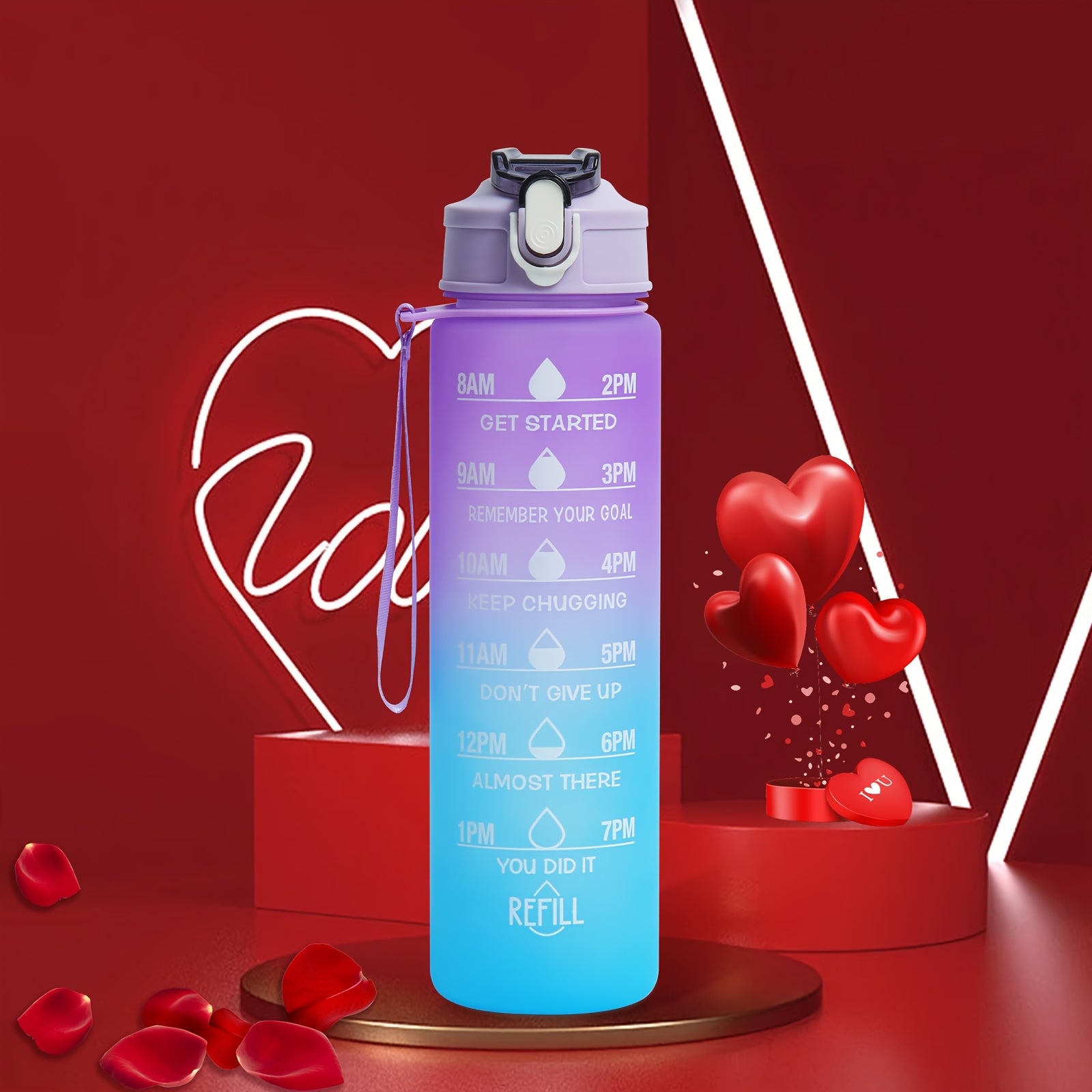 BPAsiz suv shisha vaqti belgilovchi va tashish uchun kamar bilan fitnes uchun