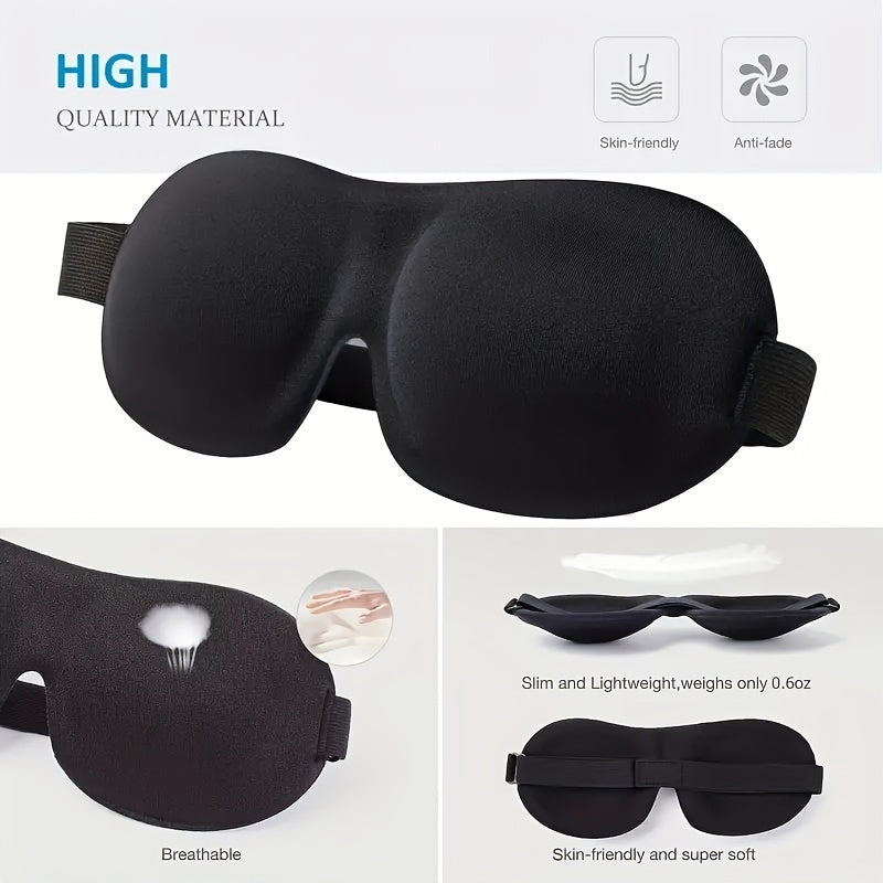 Black Sleep Mask 3D Contoured Eye Mask for Adults Men Women Hypoallergenic