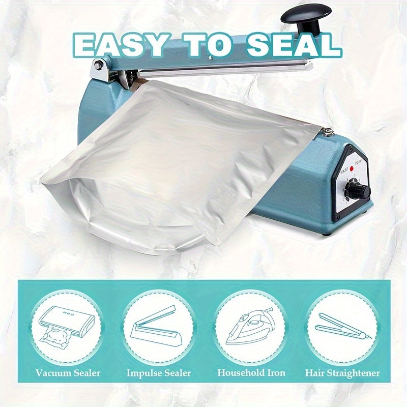 Set of 100 Mylar Food Storage Bags 3 Sizes Resealable Heat Sealable