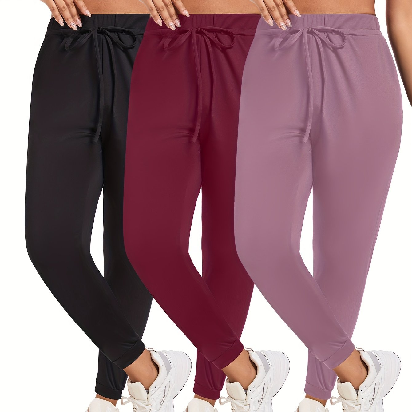 Women's Large Yoga Leggings Set 3 Piece Casual Drawstring Sports Easy Wear
