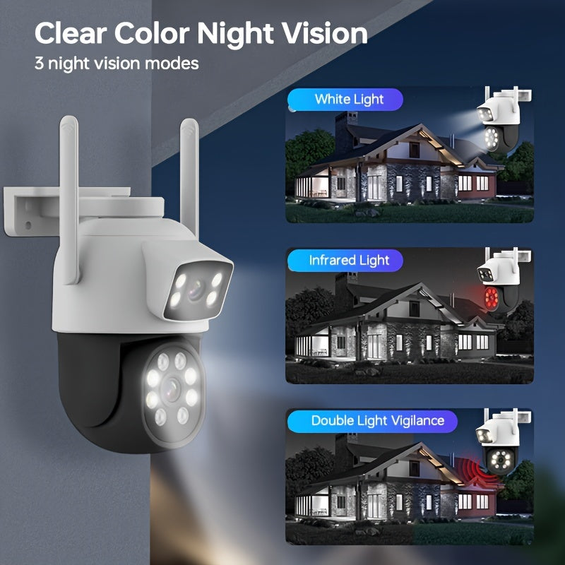 Wireless 4MP Dual Lens CCTV Camera with PTZ, Color Night Vision, Two-Way Audio