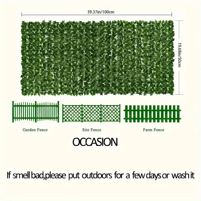 Artificial Ivy Privacy Fence Screen Outdoor Plastic Green Plant for Home and Party Decoration