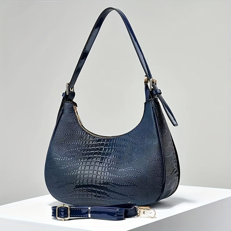 Women's Crossbody Bag with Crocodile Pattern Embossed PU Leather