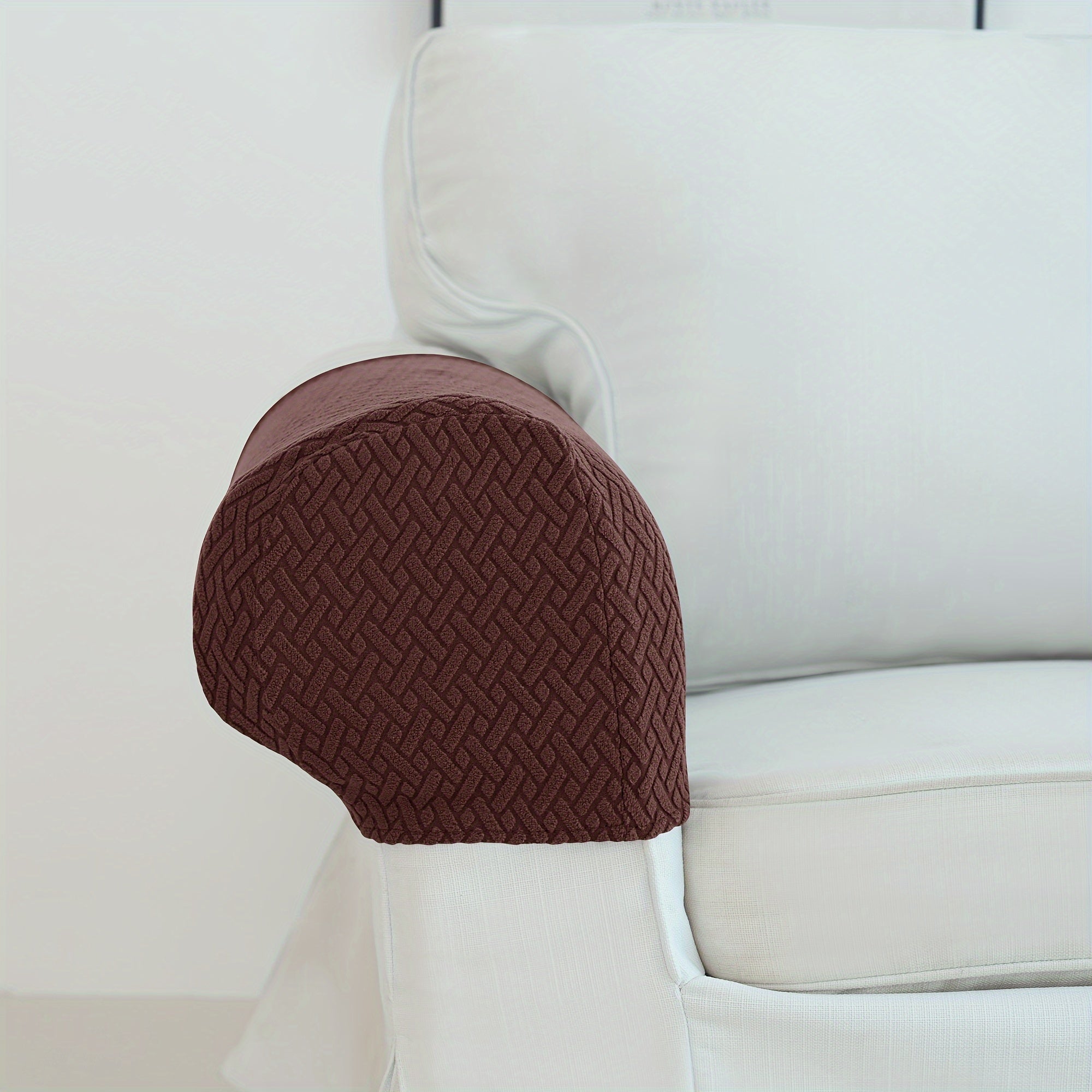 Современные жаккардовые чехлы на подлокотники - набор из 2 штук, растягивающийся чехол, машинная стирка, нескользящий дизайн, защита мебели.