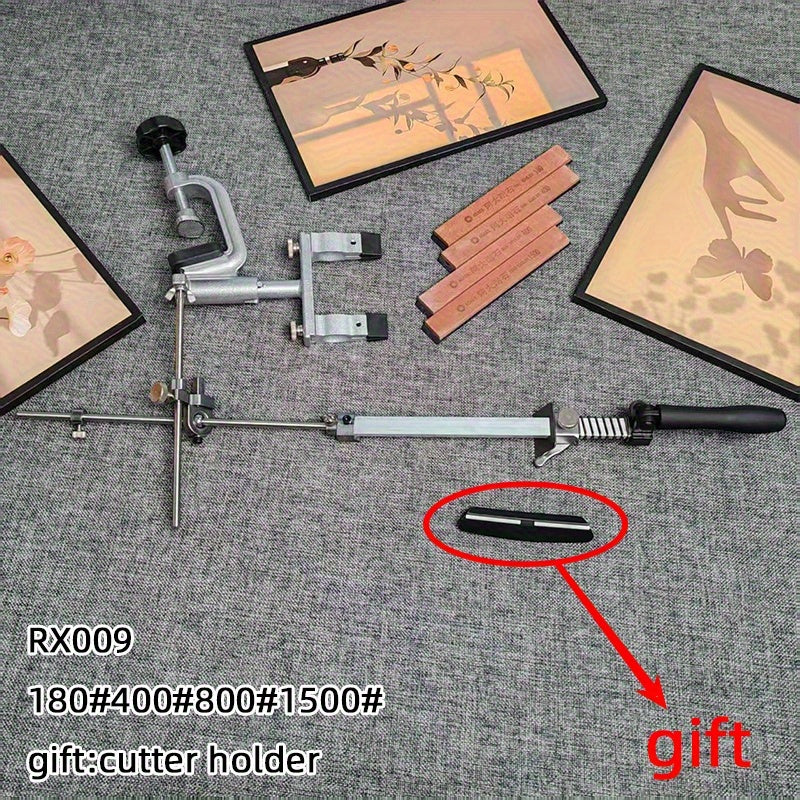 Boshqariladigan burchak va statik silliqlash moslamasi bilan oshxona asboblarini silliqlash tizimi.