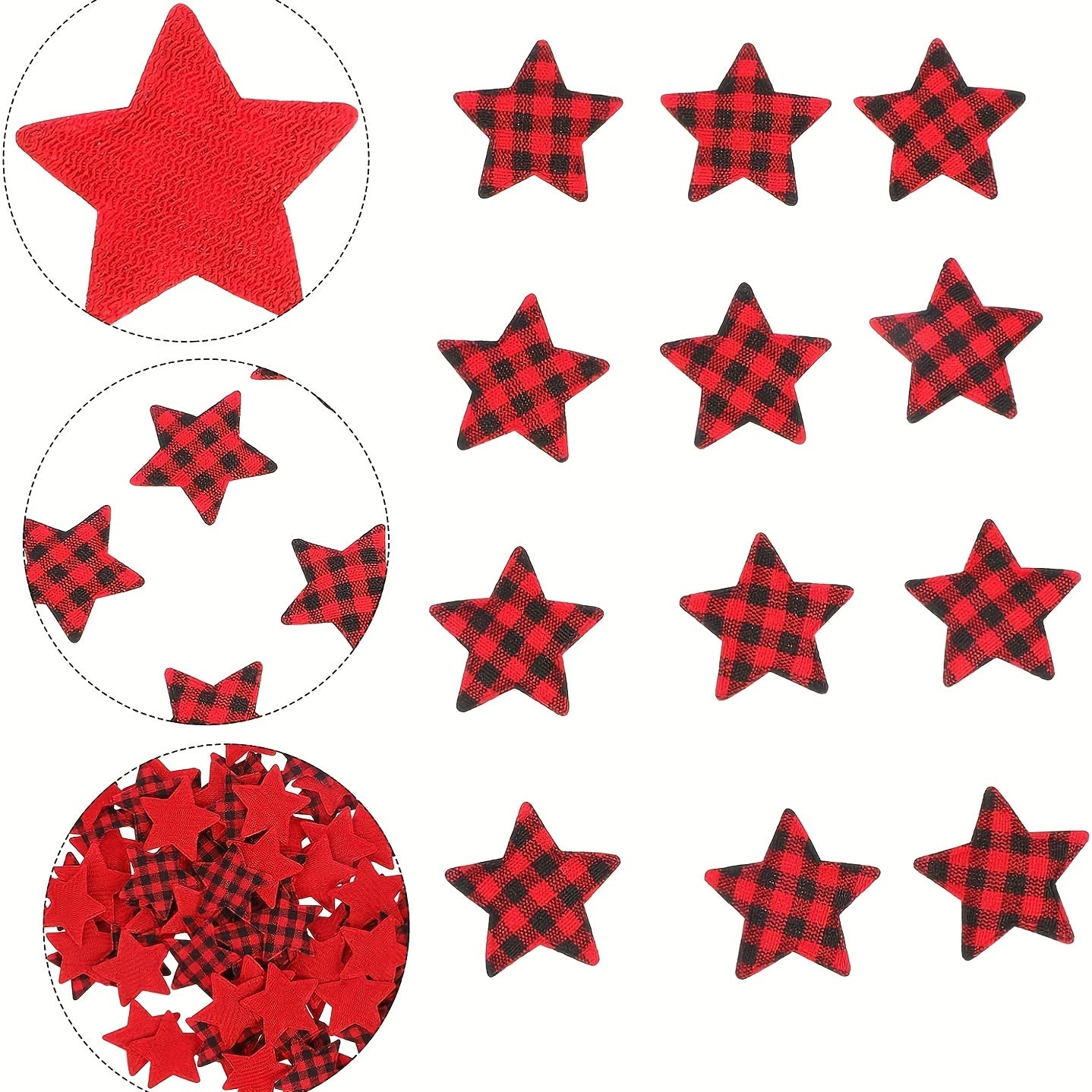 Christmas Plaid Pentagram Home Decor Accessories for DIY Tree Decoration