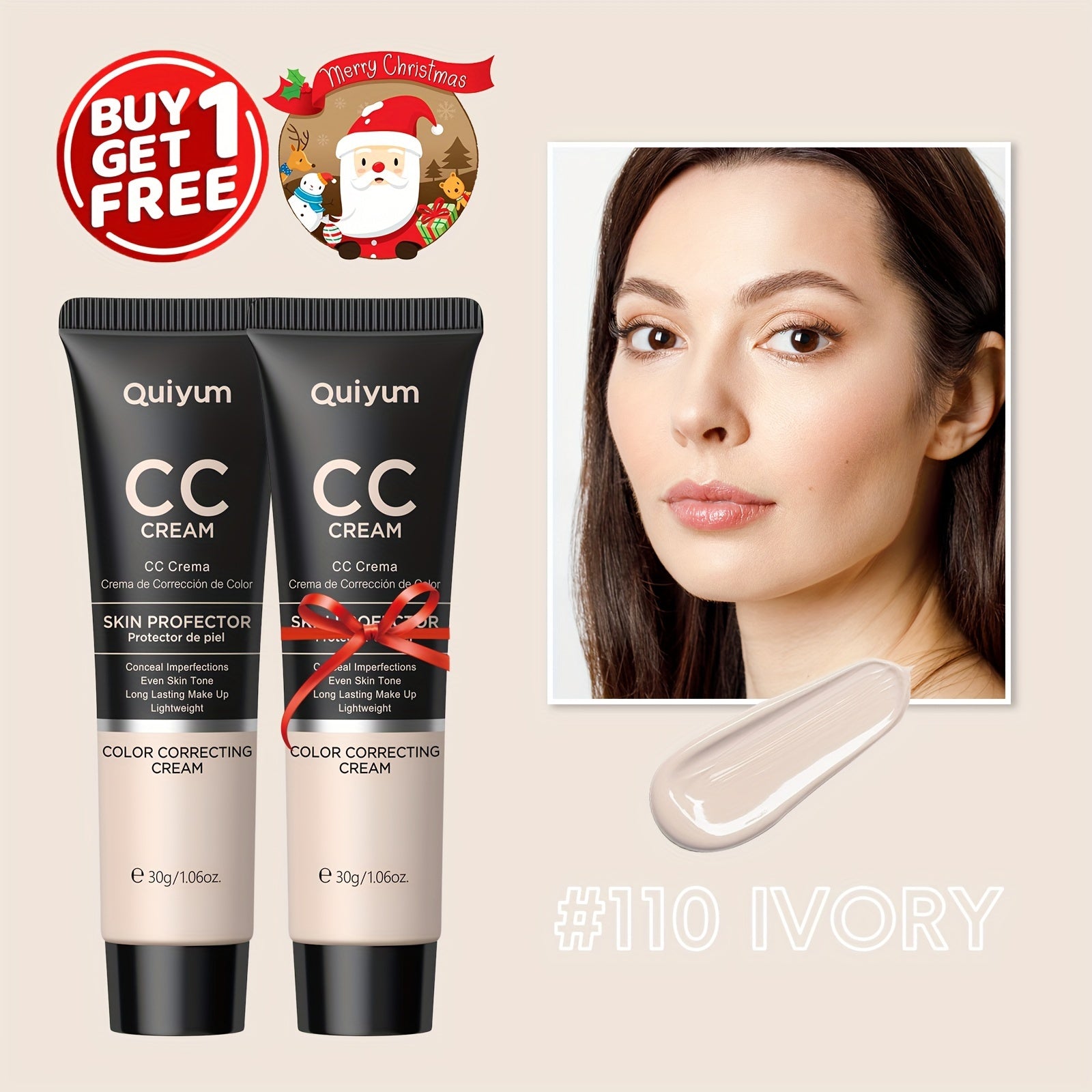Waterproof Glycerin-Infused CC Cream Foundation for All Skin Types 1.7 Fl Oz Buy 1 Get 1 Free