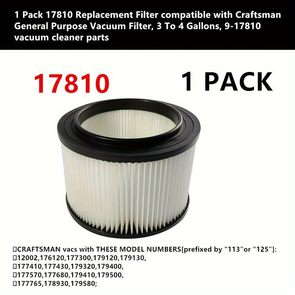 Replacement Vacuum Filter for 11.36-15.14 L Vacuums, Reusable, Long-Lasting