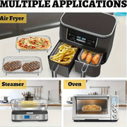 304 Stainless Steel Air Fryer Accessories Set with Rectangular Rack and Microwave Stand
